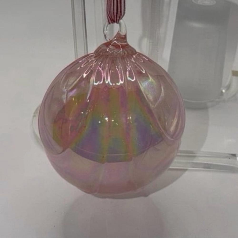 Hand Blown Bubble Gum Pink Glass Ornament